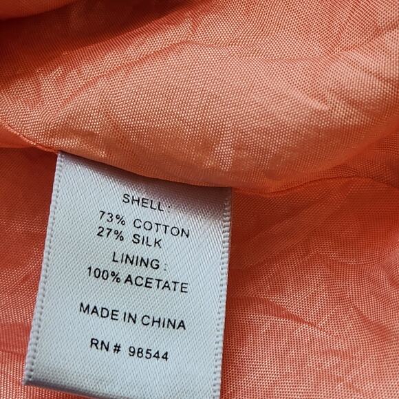 Mirror of Venus Anthropolgie Coral Orange Silk V Neck A Line Dress 2 L Pleated - Picture 6 of 7